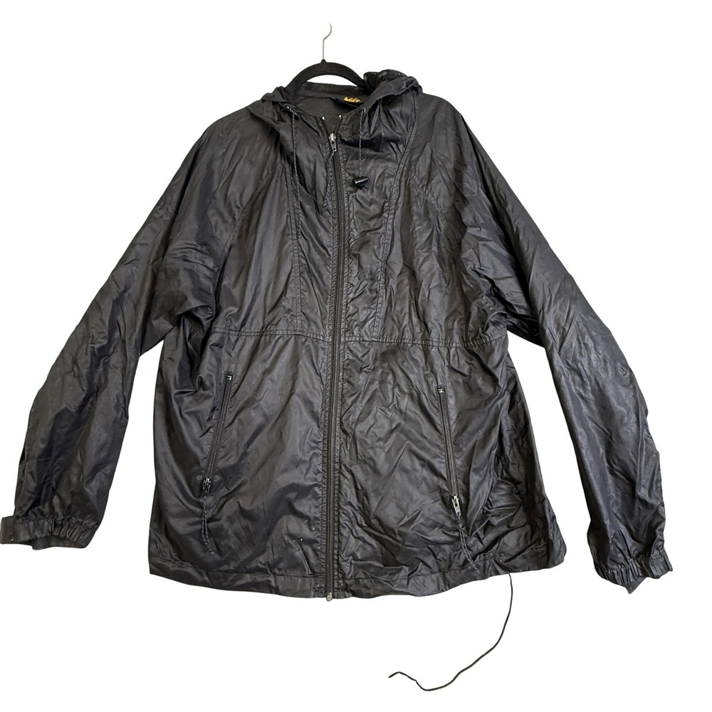 Vintage REI‎ Jacket Mens Large Black Hooded Nylon Windbreaker Rain Outdoor 90s